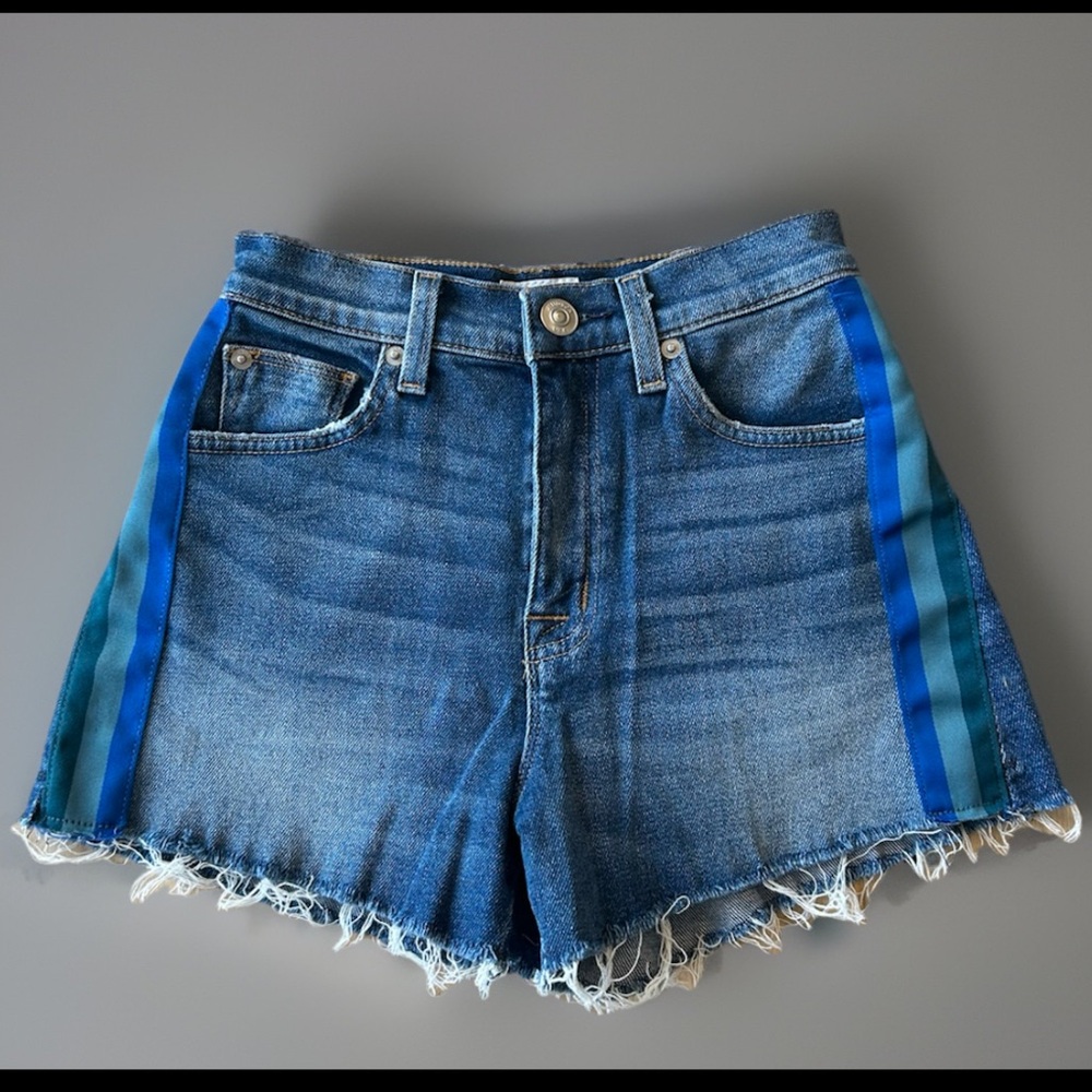 Hudson Women's Sade Striped Ribbon Cut Off Jean Denim Shorts Size 23